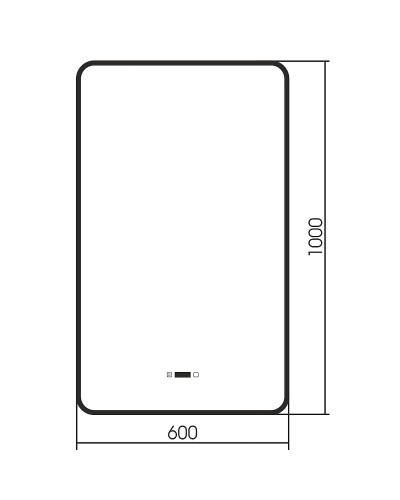 Зеркало Abber See 60 AG6114SWHB с подсветкой Черное с бесконтактным выключателем с диммером с подогревом и часами