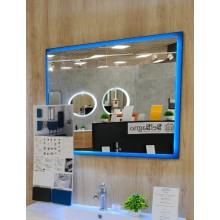 Зеркало со встроенной LED подсветкой, системой Антизапотевания, реверсивное 98x90 CEZARES Blu Petrolio 45048