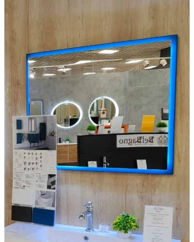 Зеркало со встроенной LED подсветкой, системой Антизапотевания, реверсивное 98x90 CEZARES Blu Petrolio 45048
