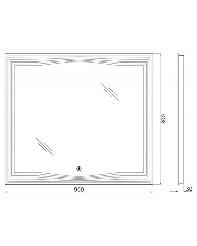 Зеркало 90х80 см BelBagno SPC-LNS-900-800-LED-TCH