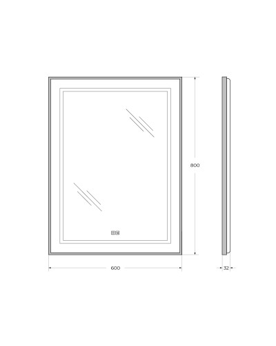 Зеркало в раме с подсветкой сенсорным выкл. и подогревом BelBagno SPC-KRAFT-600-800-LED-TCH-WARM-NERO