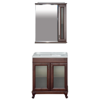 Дублин - 70 Зеркало со шкафчиком, прав., орех/стекло