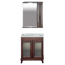 Дублин - 70 Зеркало со шкафчиком, прав., орех/стекло