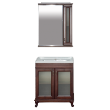 Дублин - 70 Зеркало со шкафчиком, прав., орех/стекло