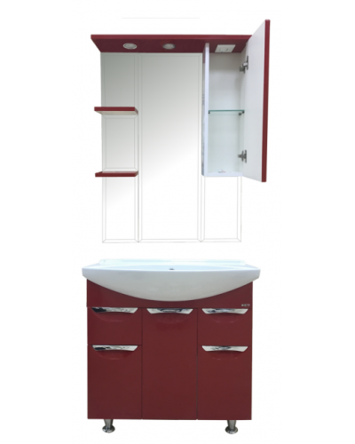 Жасмин -  75 Зеркало - шкаф прав. (свет) красная ПЛЕНКА