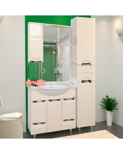 Орхидея - 85 Зеркало - шкаф лев. (свет) БЕЖ. эмаль