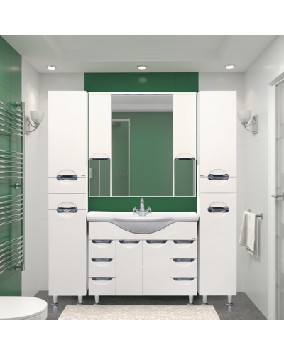 Орхидея -105 Зеркало - шкаф (свет) белая эмаль