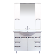 Орхидея -105 Зеркало - шкаф (свет) белая эмаль