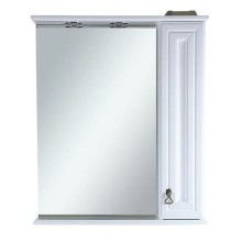 Лувр - 65 Зеркало со шкафчиком, прав., белое
