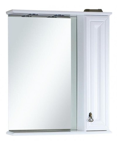 Лувр - 65 Зеркало со шкафчиком, прав., белое