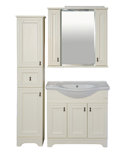 Лувр - 85 Зеркало с 2-мя шкафчиками, слоновая кость