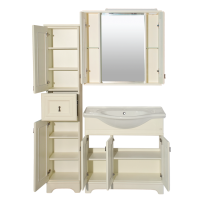 Лувр - 85 Зеркало с 2-мя шкафчиками, слоновая кость