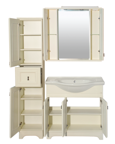 Лувр - 85 Зеркало с 2-мя шкафчиками, слоновая кость