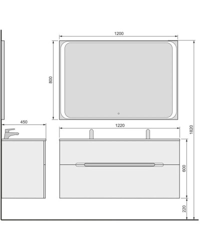 Зеркало 120х80 см Jorno Modul Mol.02.120/W