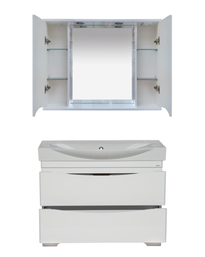 Элвис -105 Зеркало-шкаф (свет) белая эмаль