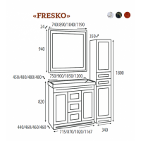 Fresko - 75 Зеркало с пол. Краколет черный патина