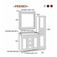 Fresko - 75 Зеркало с пол. Краколет черный патина