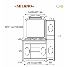 Milano -120 Зеркало белая патина/декор
