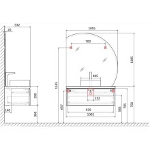Зеркало 105х108,5 см Jorno Solis Sol.02.105/W