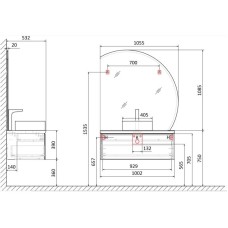 Зеркало 105х108,5 см Jorno Solis Sol.02.105/W