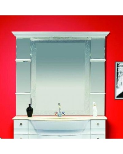 Мелиса - 130 Зеркало  с полочками бежевая патина/ГЛЯНЦЕВОЕ