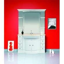 Мелиса - 130 Зеркало  с полочками бежевая патина/ГЛЯНЦЕВОЕ