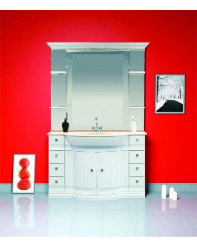 Мелиса - 130 Зеркало  с полочками бежевая патина/ГЛЯНЦЕВОЕ