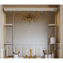 Мелиса - 130 Зеркало  с полочками бежевая патина/ГЛЯНЦЕВОЕ