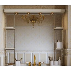 Мелиса - 130 Зеркало  с полочками бежевая патина/ГЛЯНЦЕВОЕ