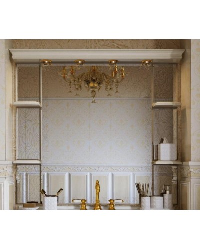 Мелиса - 130 Зеркало  с полочками бежевая патина/ГЛЯНЦЕВОЕ