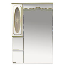 Монако - 80 Зеркало - шкаф лев. белая патина/стекло