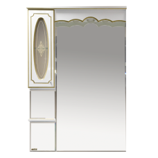 Монако - 80 Зеркало - шкаф лев. белая патина/стекло