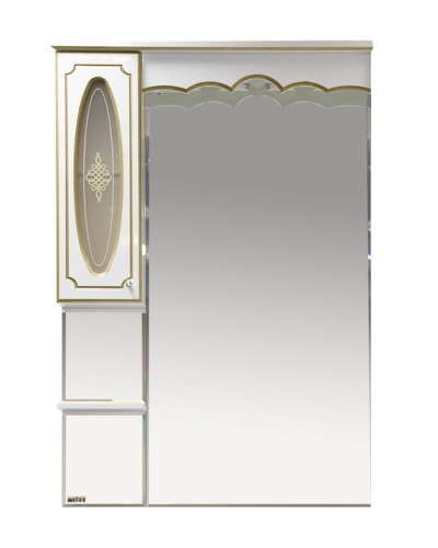Монако - 80 Зеркало - шкаф лев. белая патина/стекло