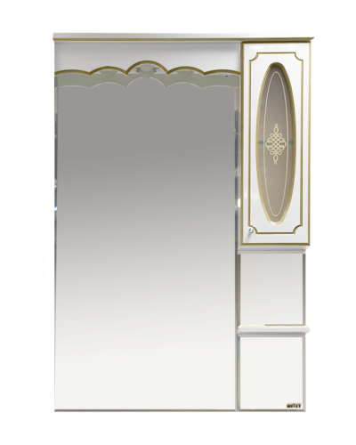 Монако - 80 Зеркало - шкаф прав. белая патина/стекло