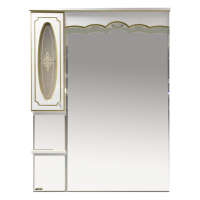 Монако - 90 Зеркало - шкаф лев. белая патина/стекло