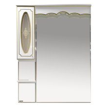 Монако - 90 Зеркало - шкаф лев. белая патина/стекло