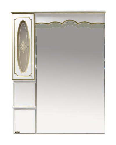Монако - 90 Зеркало - шкаф лев. белая патина/стекло