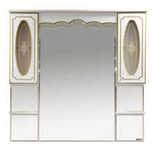 Монако -120 Зеркало - шкаф белая патина/стекло