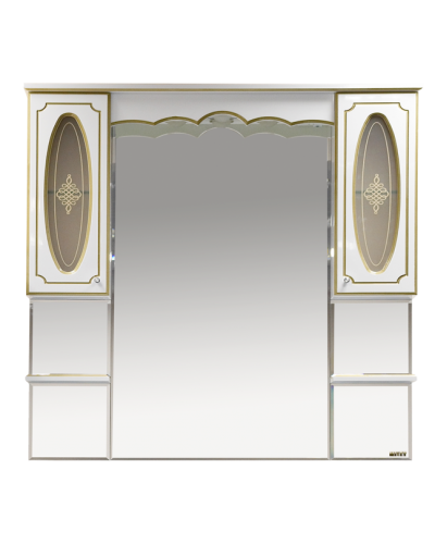 Монако -120 Зеркало - шкаф белая патина/стекло