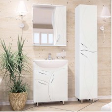 Зеркало со шкафом Style Line Амелия 65 с подсветкой Белый глянец