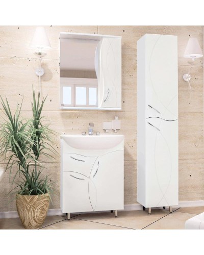 Зеркало со шкафом Style Line Амелия 75 с подсветкой Белый глянец