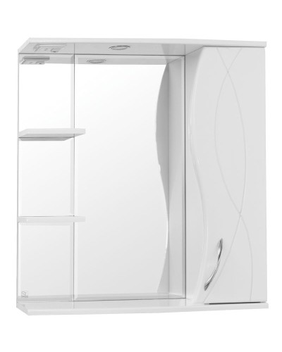 Зеркало со шкафом Style Line Амелия 75 с подсветкой Белый глянец