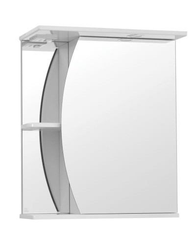 Зеркало Style Line Эко волна Камелия 60 С с подсветкой и полками Белый глянец