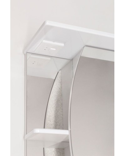 Зеркало Style Line Эко волна Камелия 60 С с подсветкой и полками Белый глянец