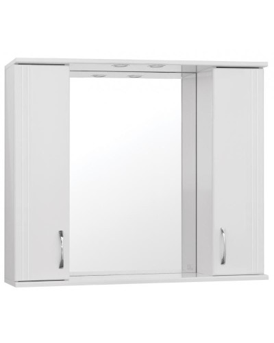 Зеркало со шкафом Style Line Эко стандарт Панда 100 С с подсветкой Белый глянец