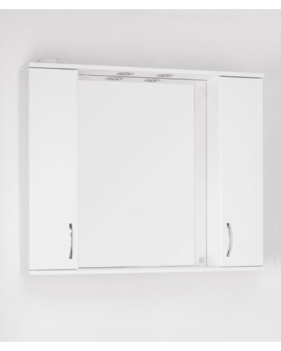 Зеркало со шкафом Style Line Эко стандарт Панда 100 С с подсветкой Белый глянец