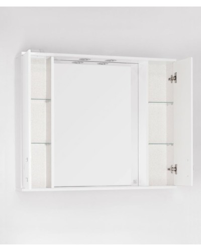 Зеркало со шкафом Style Line Эко стандарт Панда 100 С с подсветкой Белый глянец