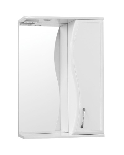 Зеркало со шкафом Style Line Эко волна Панда 55 С с подсветкой Белый глянец