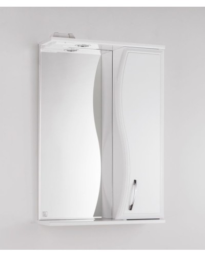 Зеркало со шкафом Style Line Эко волна Панда 55 С с подсветкой Белый глянец