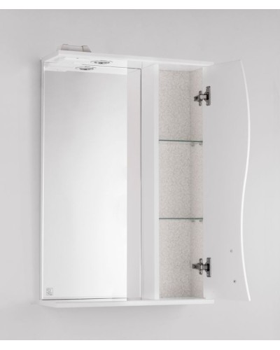 Зеркало со шкафом Style Line Эко волна Панда 55 С с подсветкой Белый глянец